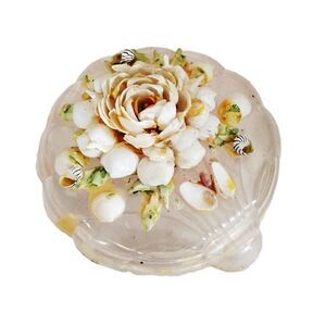 1950s Vintage Clear Plastic Shell Trinket or Dresser Box by Admiration